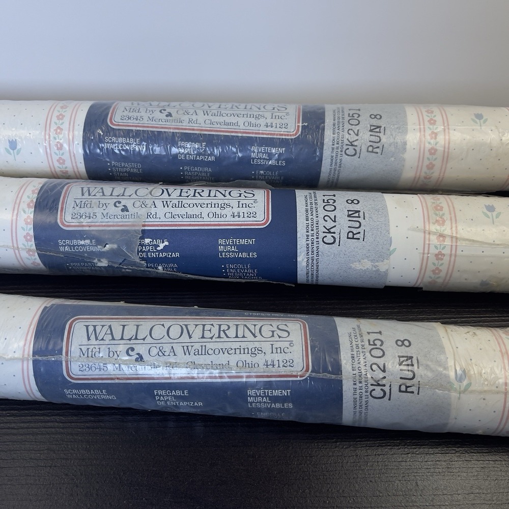 Vintage C&A Wallcoverings Floral Border Wallpaper Lot 3 Rolls CK2051 Run 8 NOS - Picture 3 of 5